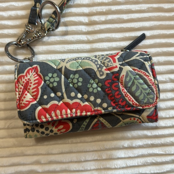 Vera Bradley Nomadic Floral Gray Snap Wallet Card Holder Wristlet and Lanyard - Picture 7 of 16